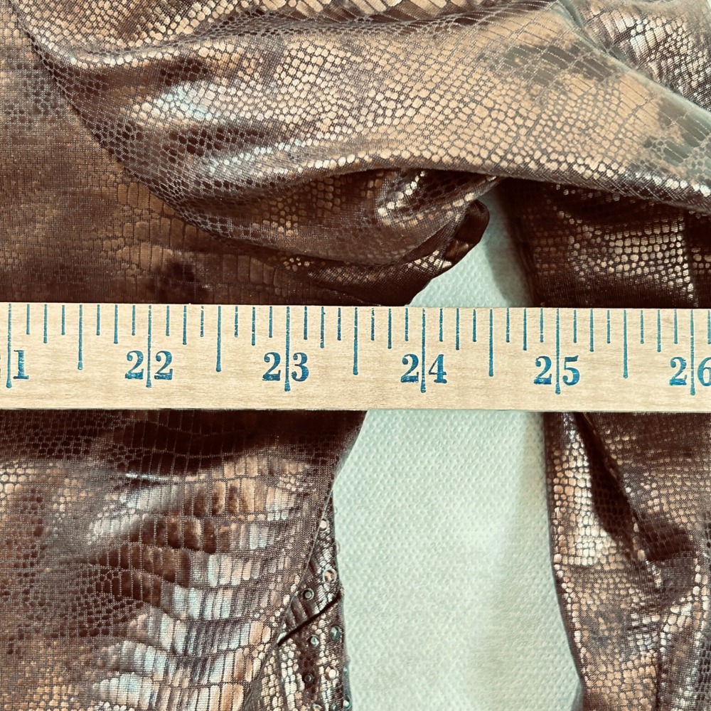 Chicos Bronze Metallic Rhinestone‎ Snakeskin Print Jacket Size 3 (women’s 16) - Picture 4 of 9